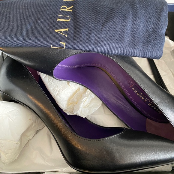 40% OFF RALPH LAUREN Purple Label Black Leather Pumps US 8.5 - Picture 2 of 3